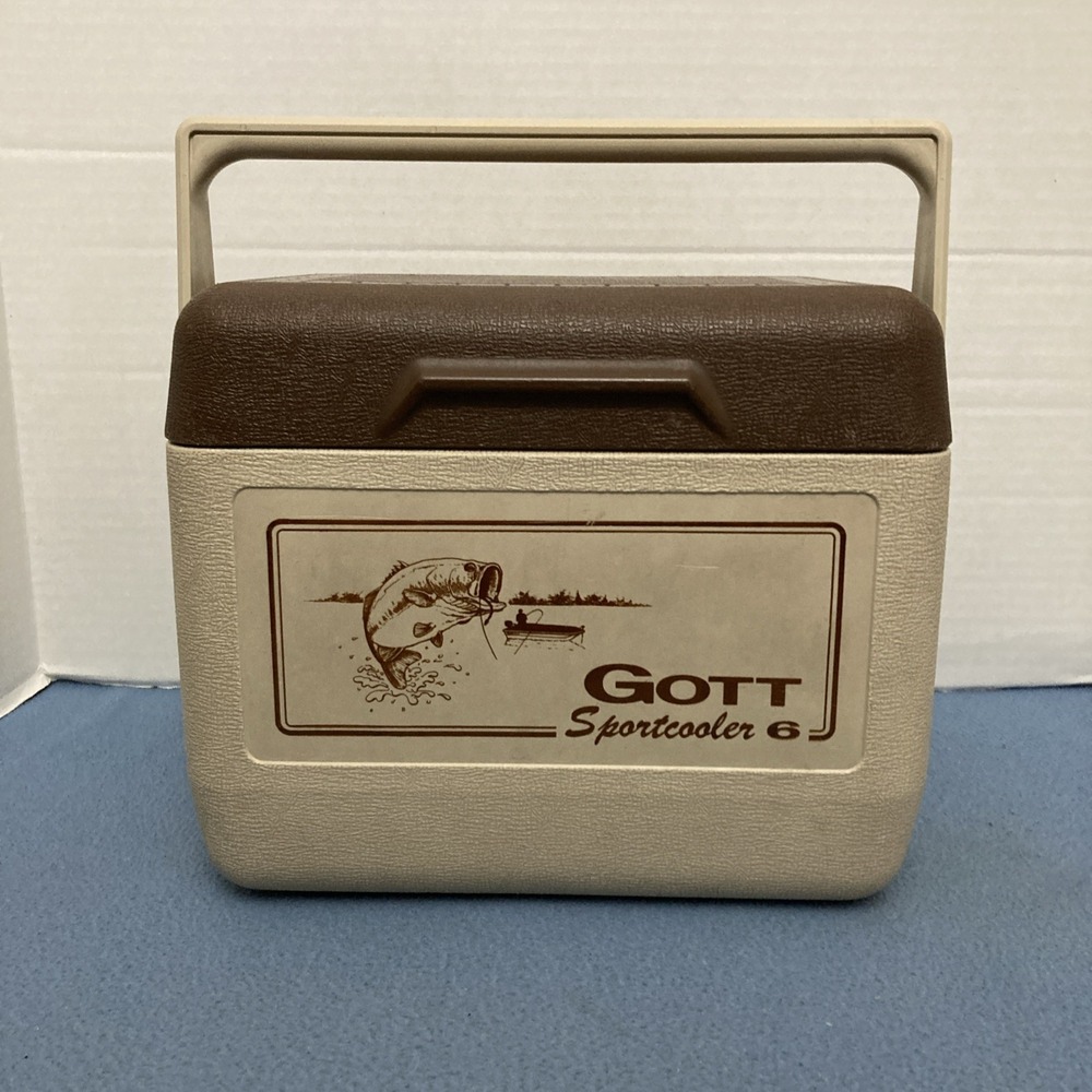 VTG GOTT Sportcooler 6 Brown Fishing/Hunting Lunch Ice Chest #1806 - w/Ice Pack